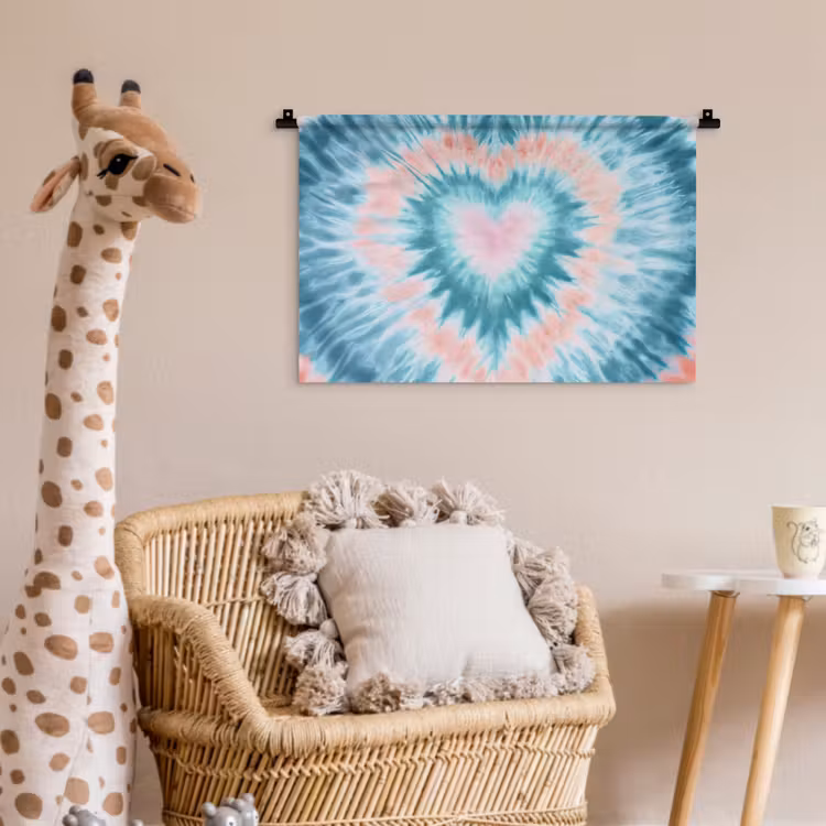 Wandkleed - Hartvormig - Tie dye - Pasteltinten - Lichtgroen — 5