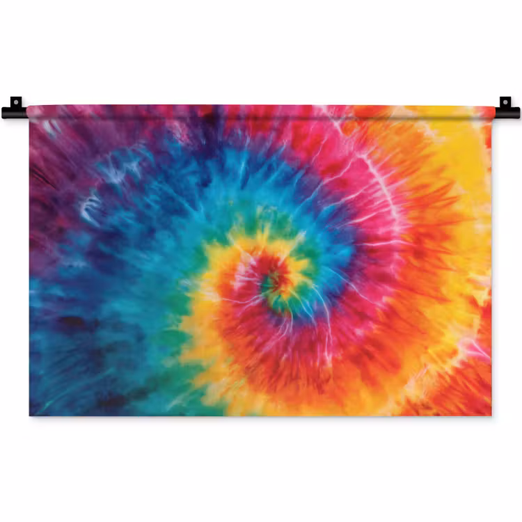 Wandkleed - Regenboog - Tie dye - Kleurrijk - Blauw — 1