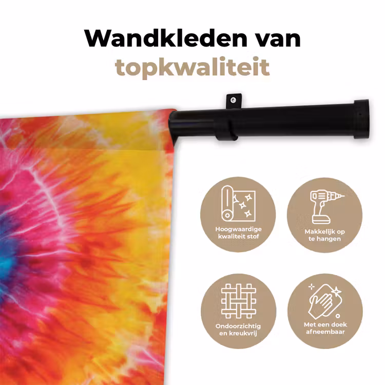 Wandkleed - Regenboog - Tie dye - Kleurrijk - Blauw — 3