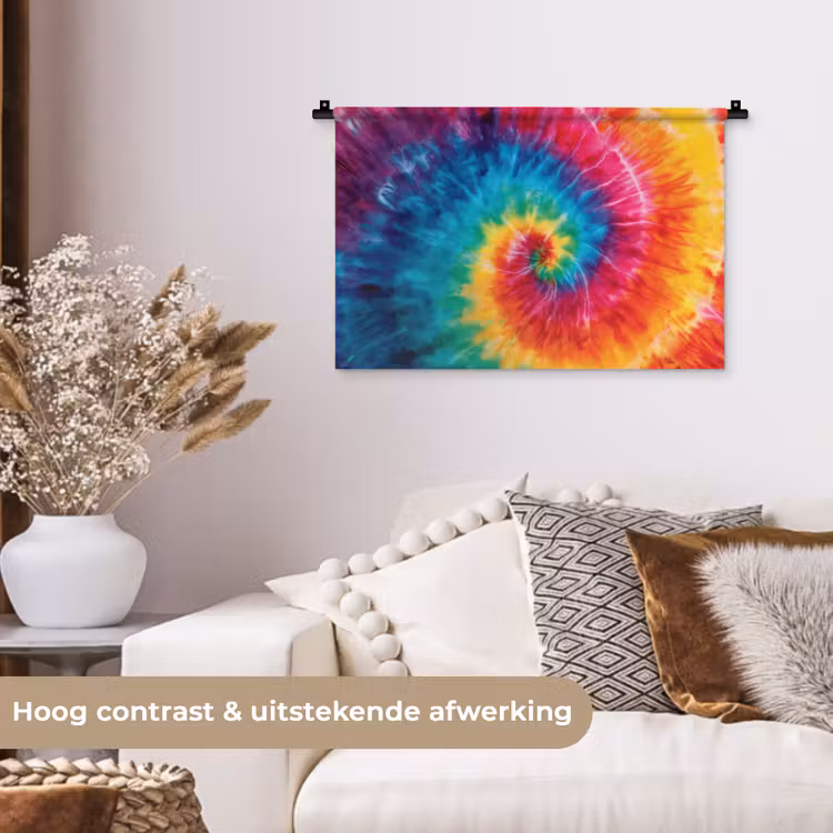Wandkleed - Regenboog - Tie dye - Kleurrijk - Blauw — 4