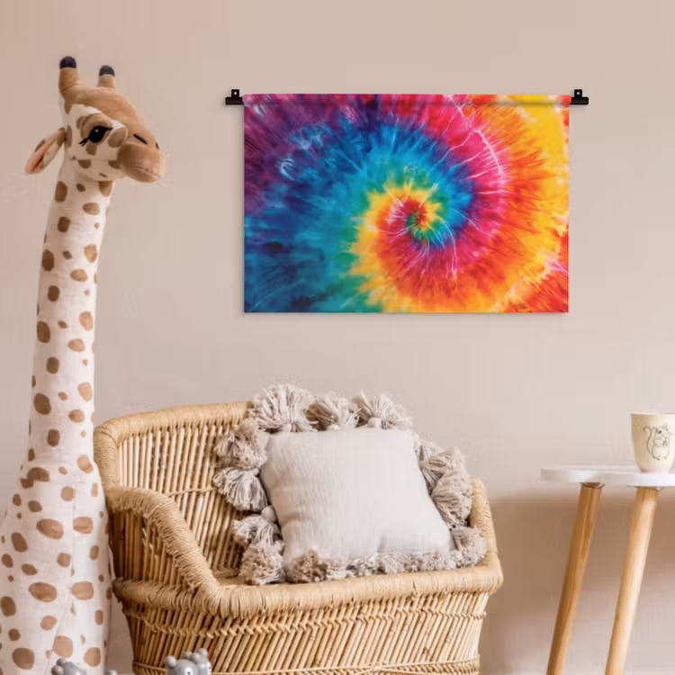 Wandkleed - Regenboog - Tie dye - Kleurrijk - Blauw — 5