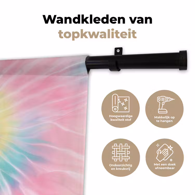 Wandkleed - Pasteltinten - Tie dye - Roze — 3