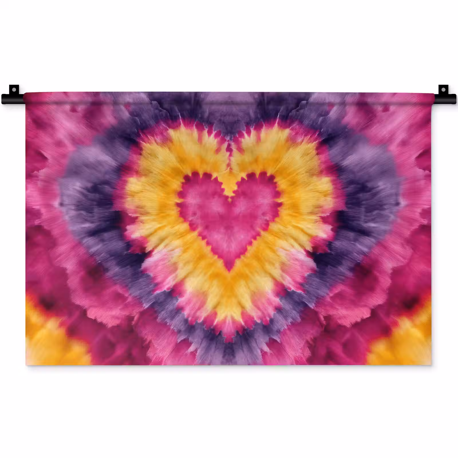 Wandkleed - Tie dye - Hartvorm - Vlammen - Oranje — 1