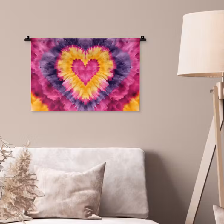 Wandkleed - Tie dye - Hartvorm - Vlammen - Oranje — 2