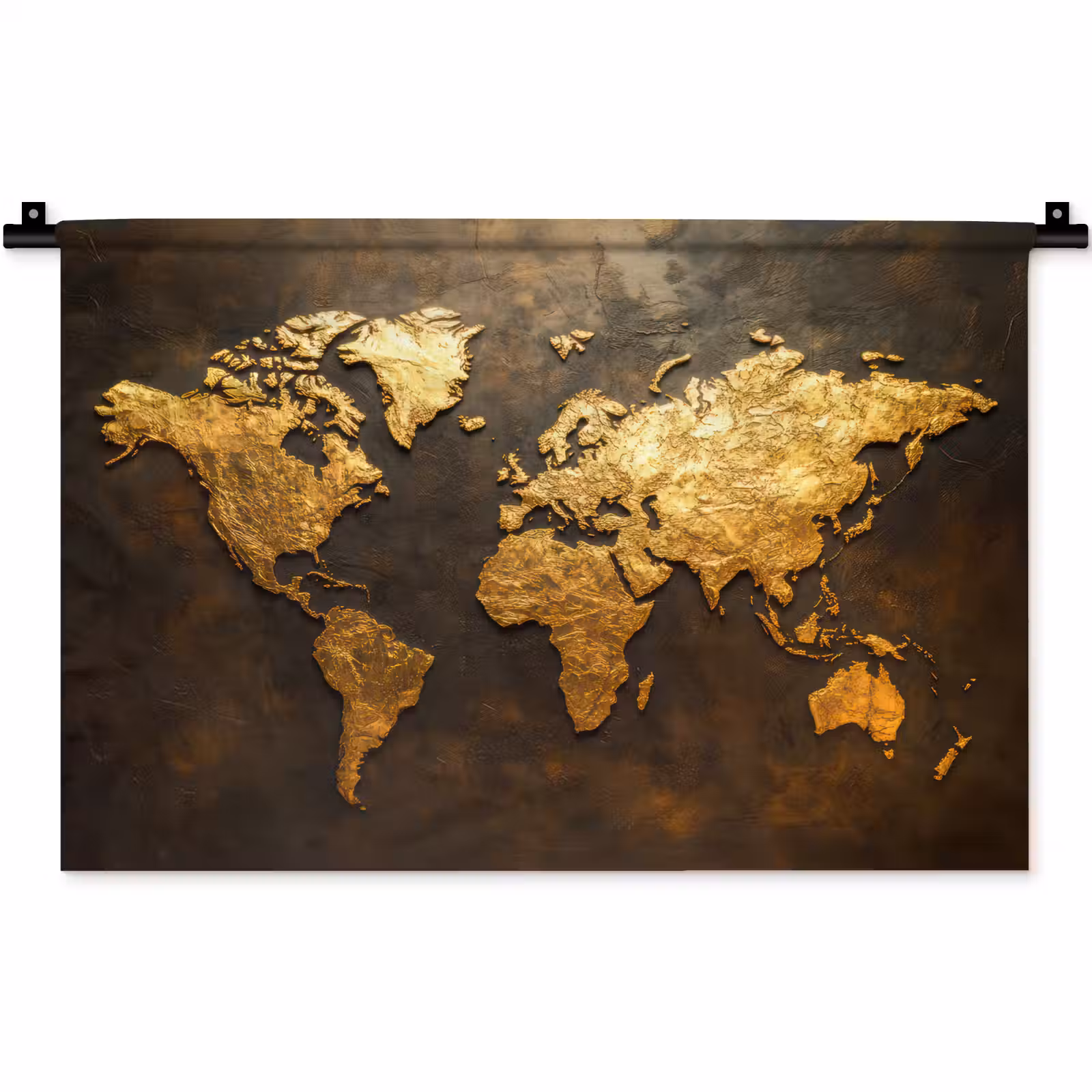Wandkleed - Wereldkaart - Goud - Roest — 1