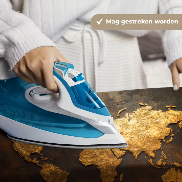 Wandkleed - Wereldkaart - Goud - Roest — 6