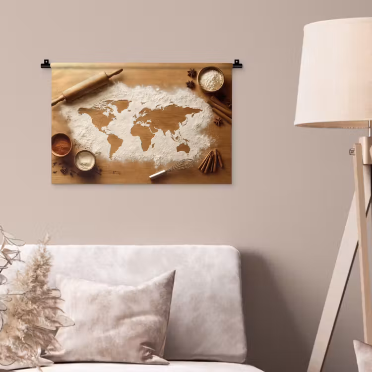 Wandkleed - Hout - Wereldkaart - Bakken - Keuken — 2