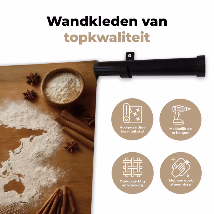 Wandkleed - Hout - Wereldkaart - Bakken - Keuken — 3