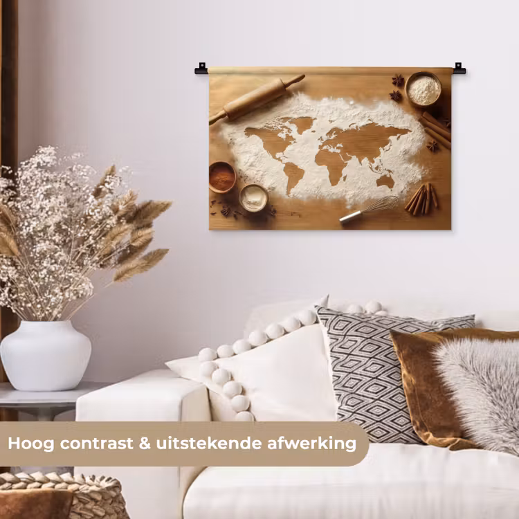 Wandkleed - Hout - Wereldkaart - Bakken - Keuken — 4
