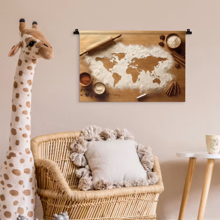 Wandkleed - Hout - Wereldkaart - Bakken - Keuken — 5