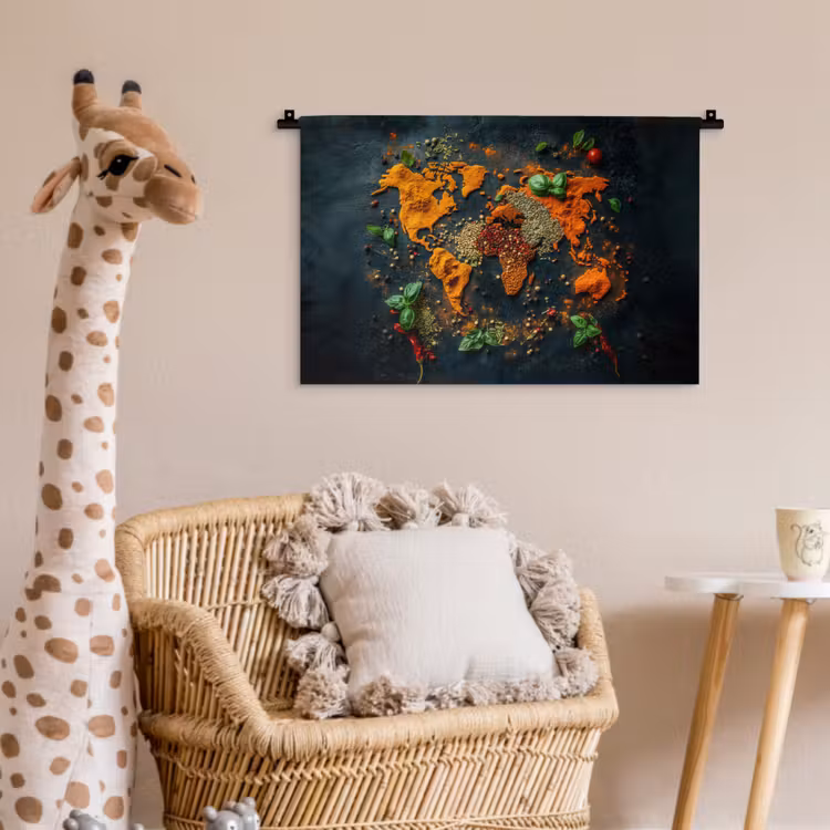 Wandkleed - Wereldkaart - Kruiden - Levendige kleuren — 5