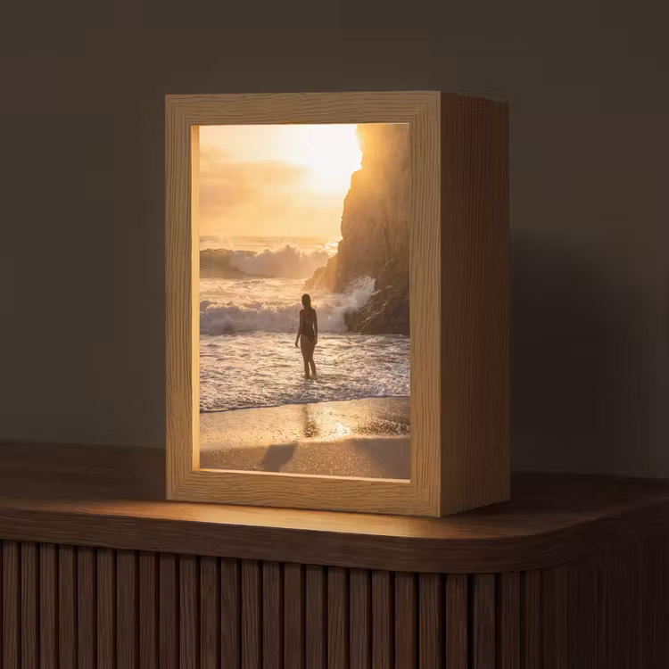 Gepersonaliseerde Lightbox - Mensen - Oceaan - Zonsondergang - Kust - Goud — 1