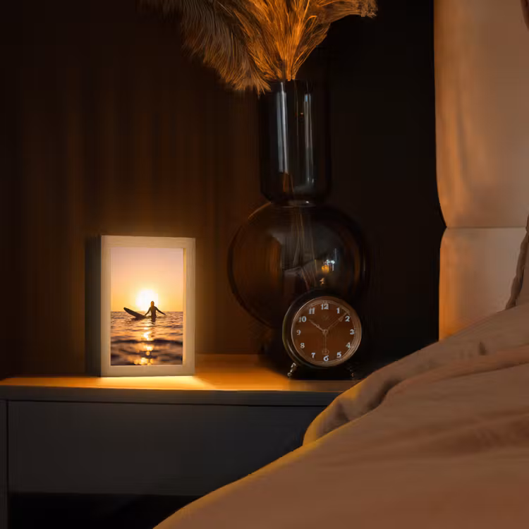 Gepersonaliseerde Lightbox - Persoon - Surfen - Zonsondergang - Zee - Oranje — 2