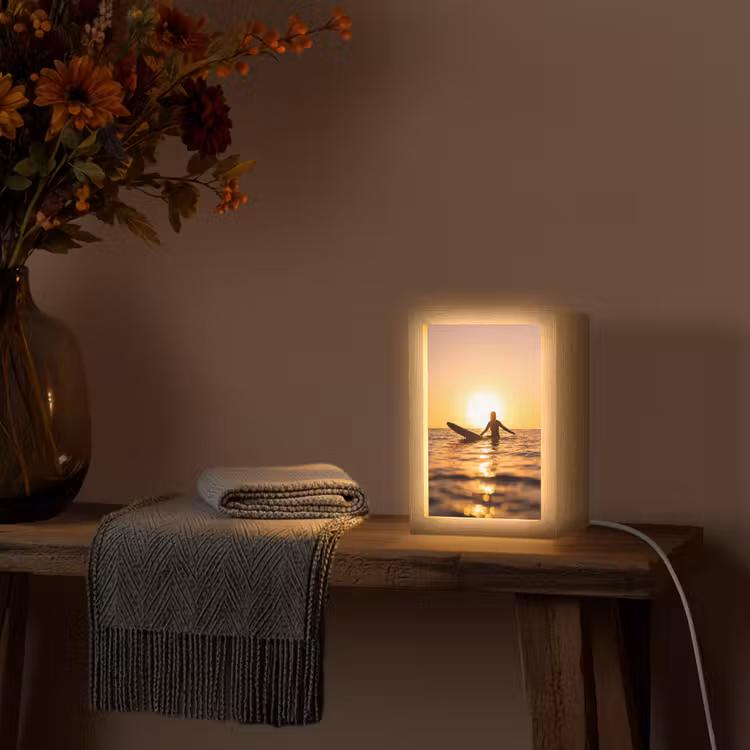 Gepersonaliseerde Lightbox - Persoon - Surfen - Zonsondergang - Zee - Oranje — 3