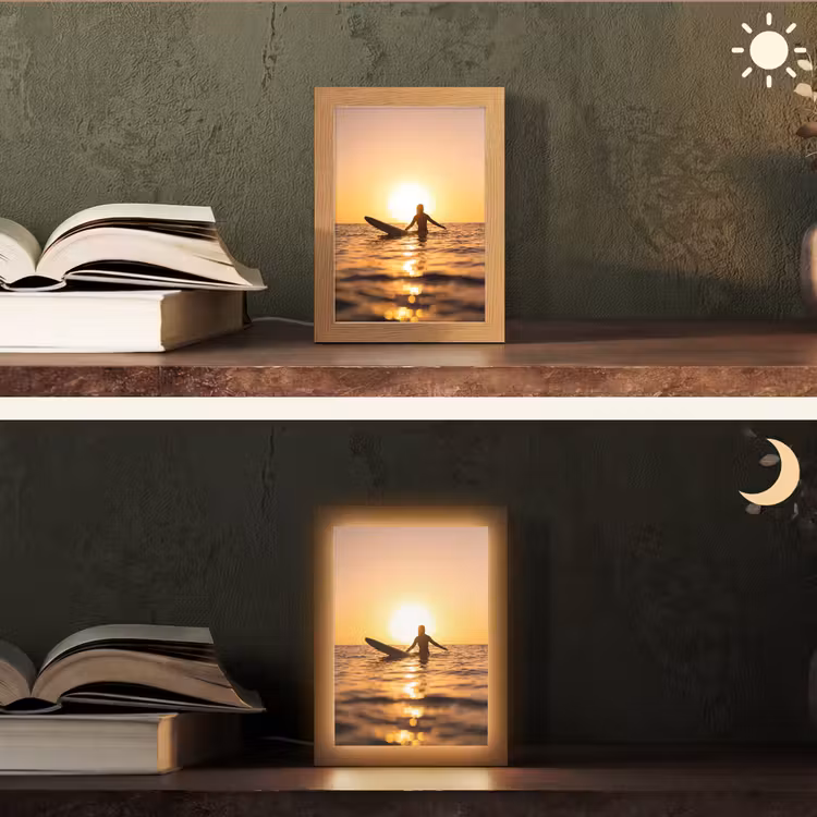 Gepersonaliseerde Lightbox - Persoon - Surfen - Zonsondergang - Zee - Oranje — 5