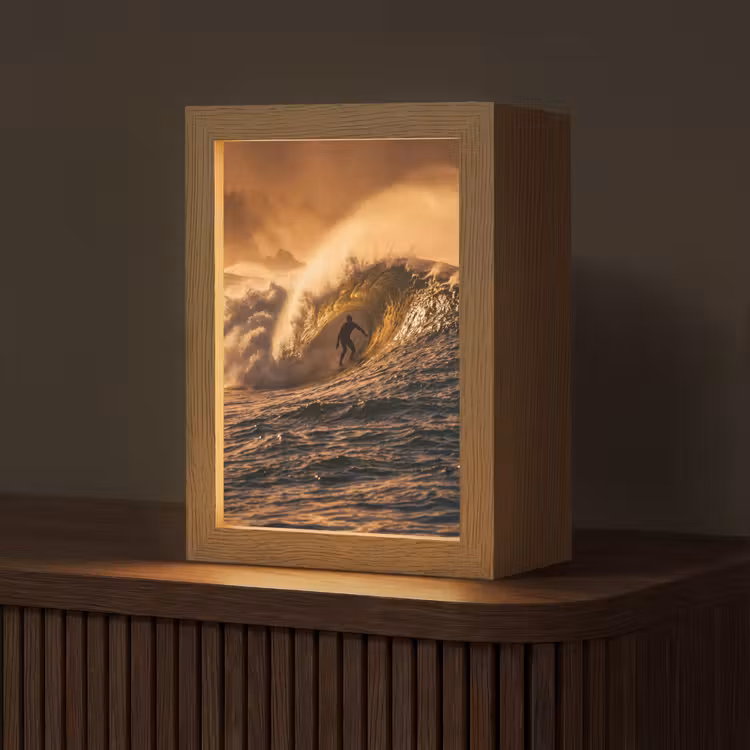 Gepersonaliseerde Lightbox - Surfer - Golf - Oceaan - Sport - Oranje — 1