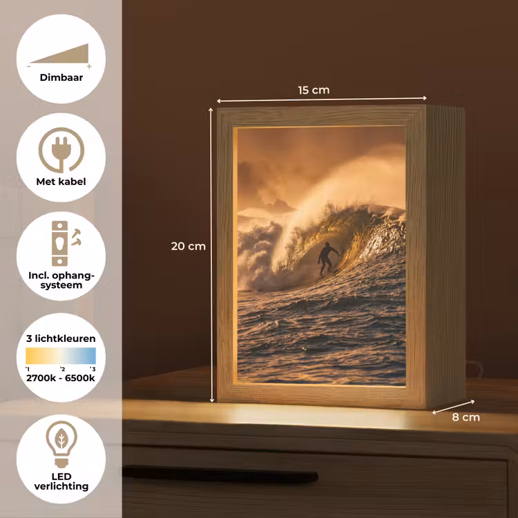 Gepersonaliseerde Lightbox - Surfer - Golf - Oceaan - Sport - Oranje — 7