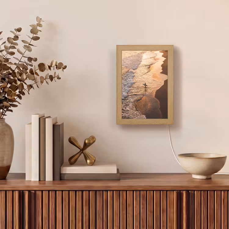 Gepersonaliseerde Lightbox - Surfer - Strand - Zonsondergang - Oceaan - Goud — 4
