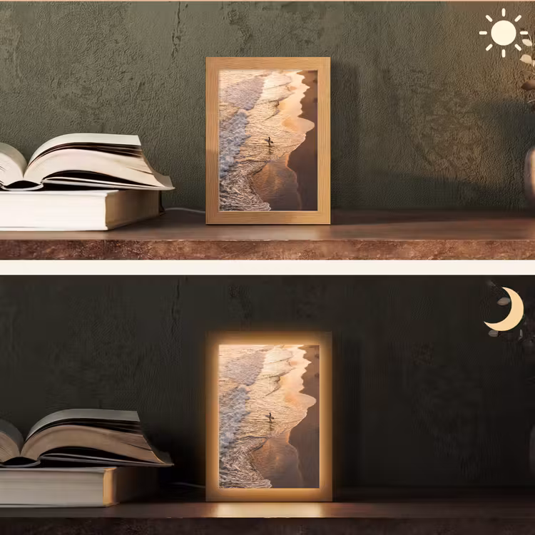 Gepersonaliseerde Lightbox - Surfer - Strand - Zonsondergang - Oceaan - Goud — 5