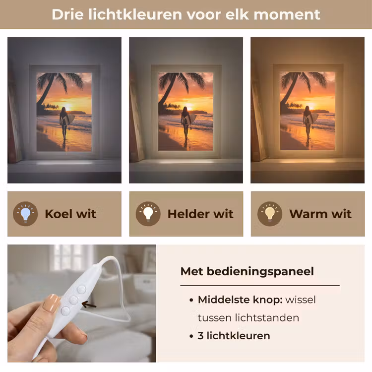 Gepersonaliseerde Lightbox - Vrouw - Surfplank - Strand - Zonsondergang - Oranje — 6