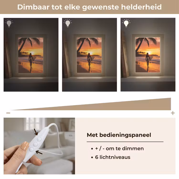 Gepersonaliseerde Lightbox - Vrouw - Surfplank - Strand - Zonsondergang - Oranje — 8