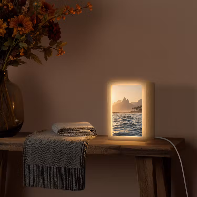 Gepersonaliseerde Lightbox - Zee - Golven - Zonsondergang - Kust - Goud — 3
