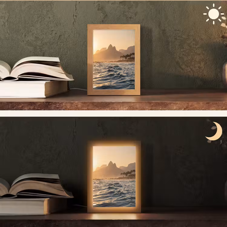 Gepersonaliseerde Lightbox - Zee - Golven - Zonsondergang - Kust - Goud — 5