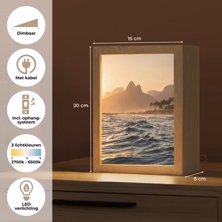Gepersonaliseerde Lightbox - Zee - Golven - Zonsondergang - Kust - Goud — 7