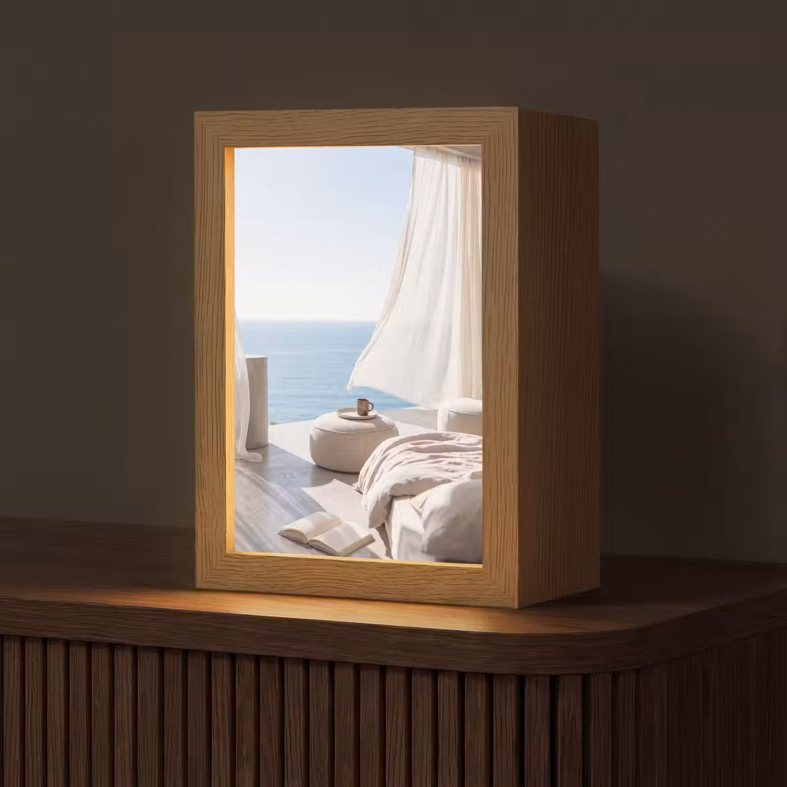 Gepersonaliseerde Lightbox - Interieur - Zeezicht - Modern - Rust - Beige — 1