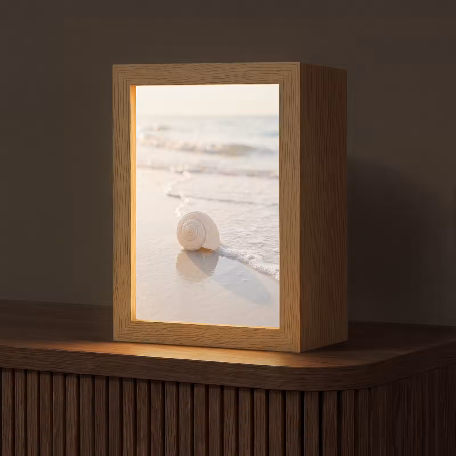 Gepersonaliseerde Lightbox - Zeeschelp - Strand - Zee - Natuur - Beige — 1