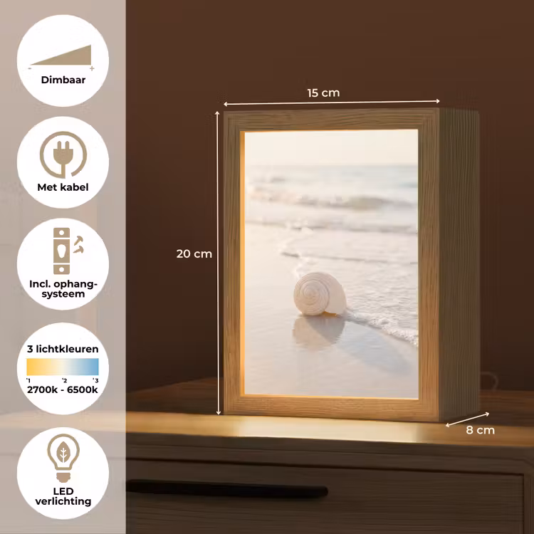 Gepersonaliseerde Lightbox - Zeeschelp - Strand - Zee - Natuur - Beige — 7