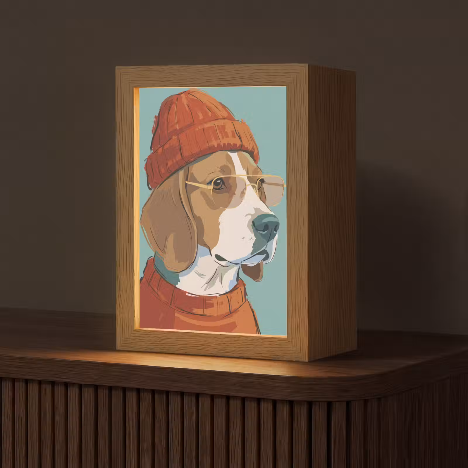 Gepersonaliseerde Lightbox - Hond - Beanie - Zonnebril - Dieren - Modern — 1