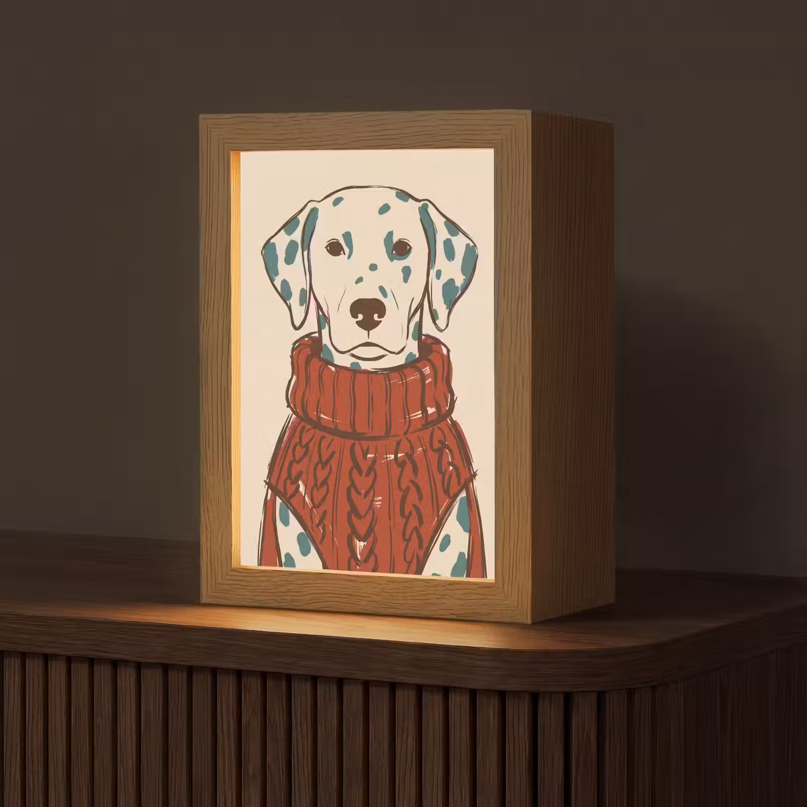 Gepersonaliseerde Lightbox - Hond - Trui - Winter - Dieren - Rood — 1