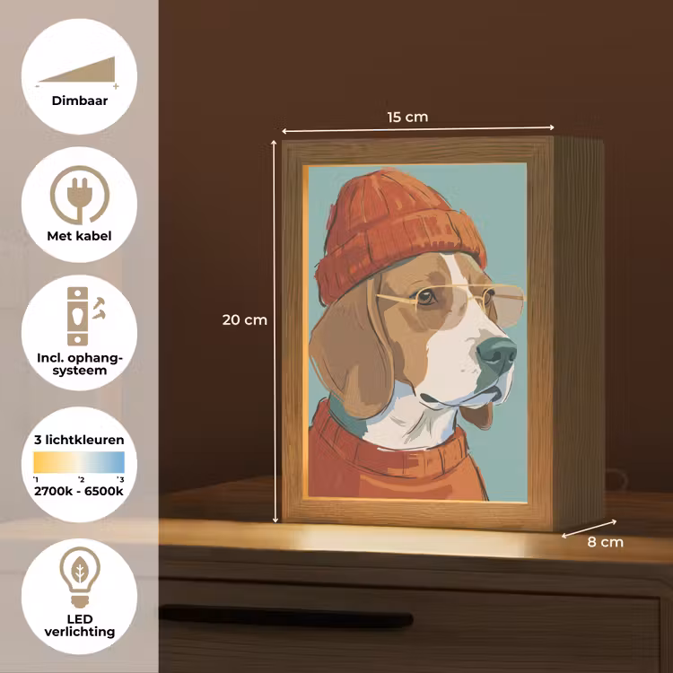 Gepersonaliseerde Lightbox - Hond - Beanie - Zonnebril - Dieren - Modern — 7