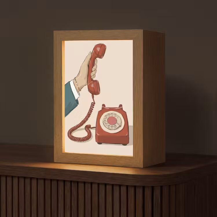 Gepersonaliseerde Lightbox - Telefoon - Hand - Vintage - Communicatie - Rood — 1