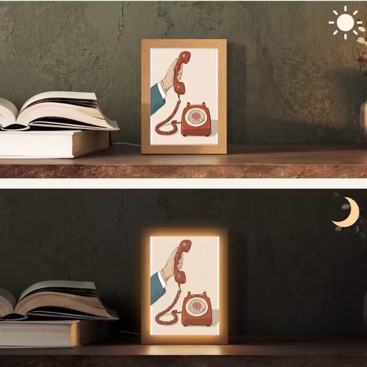 Gepersonaliseerde Lightbox - Telefoon - Hand - Vintage - Communicatie - Rood — 5