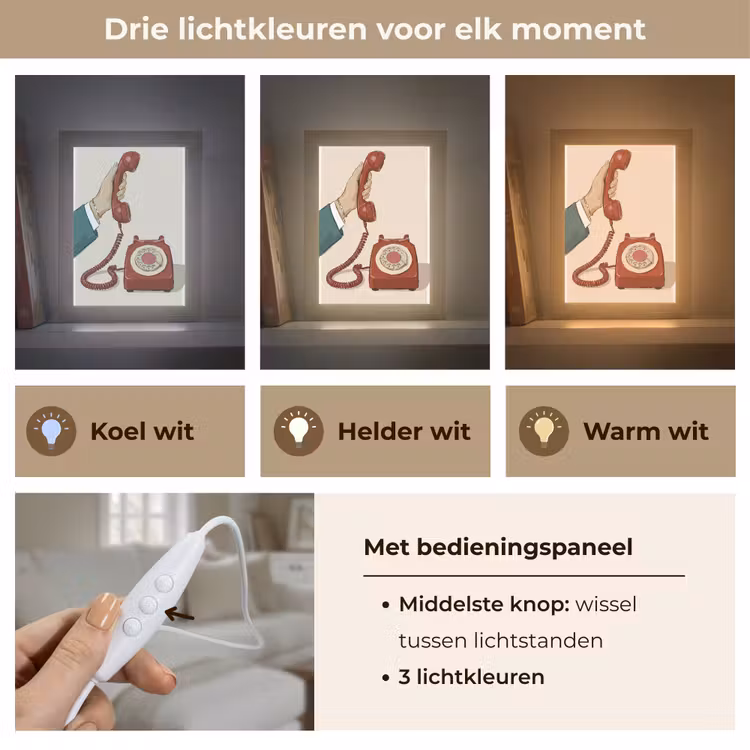 Gepersonaliseerde Lightbox - Telefoon - Hand - Vintage - Communicatie - Rood — 6