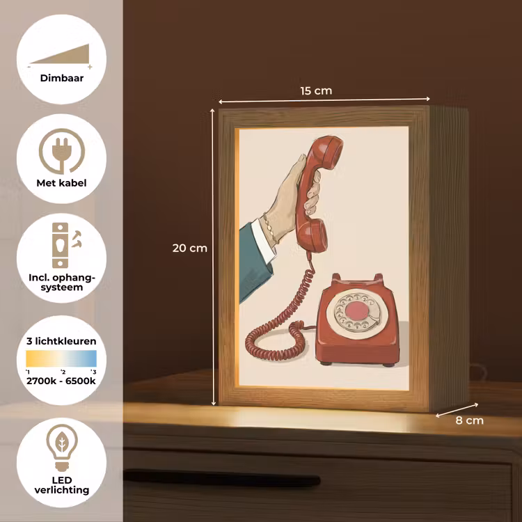 Gepersonaliseerde Lightbox - Telefoon - Hand - Vintage - Communicatie - Rood — 7