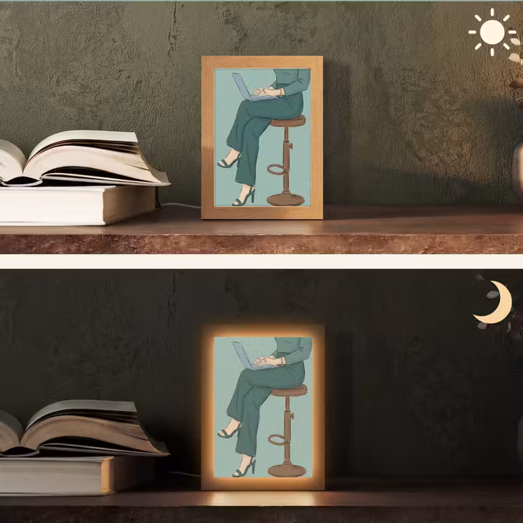 Gepersonaliseerde Lightbox - Vrouw - Laptop - Zittend - Illustratie - Groen — 5