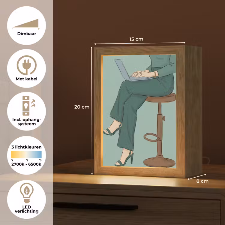 Gepersonaliseerde Lightbox - Vrouw - Laptop - Zittend - Illustratie - Groen — 7