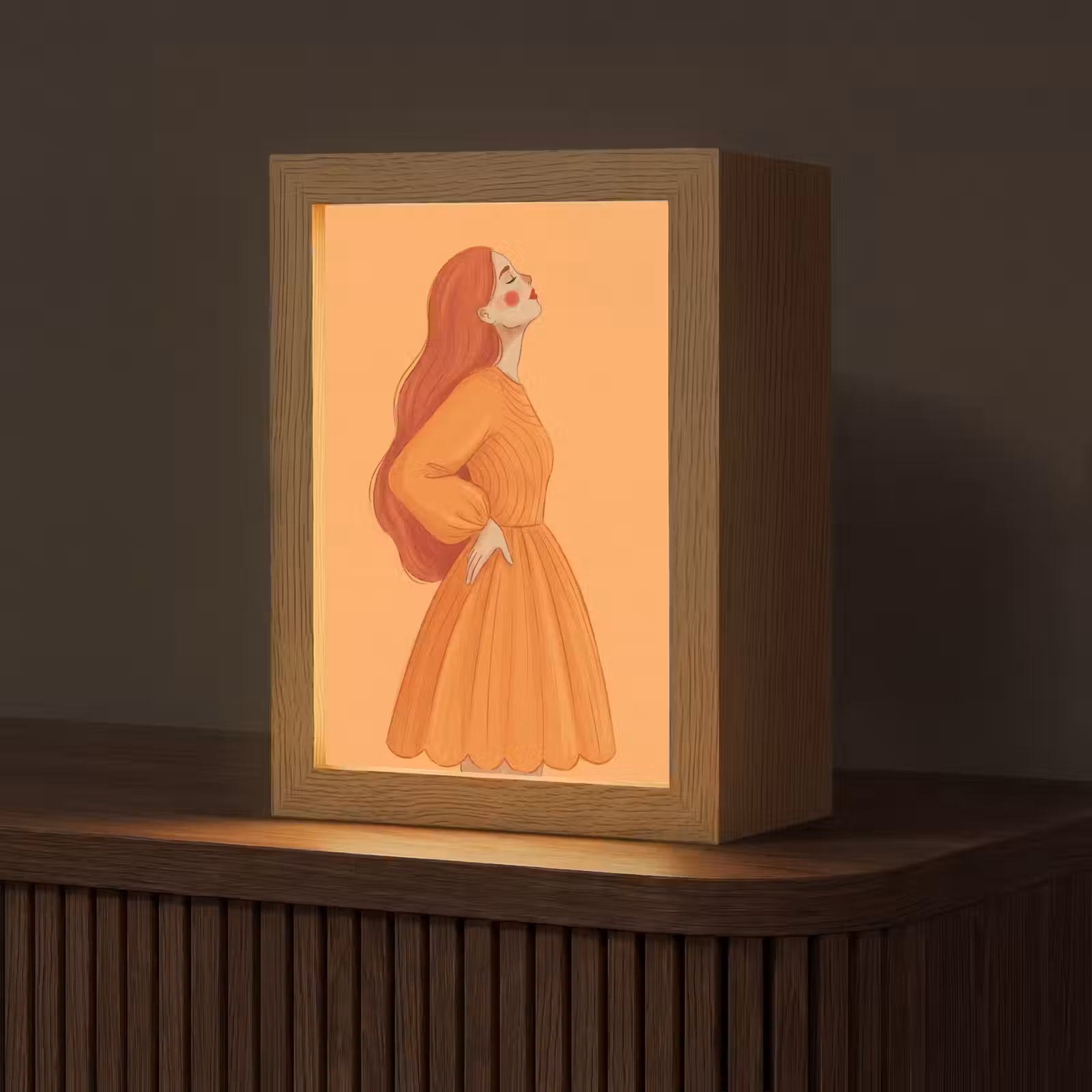 Gepersonaliseerde Lightbox - Vrouw - Profiel - Mensen - Modern - Oranje — 1