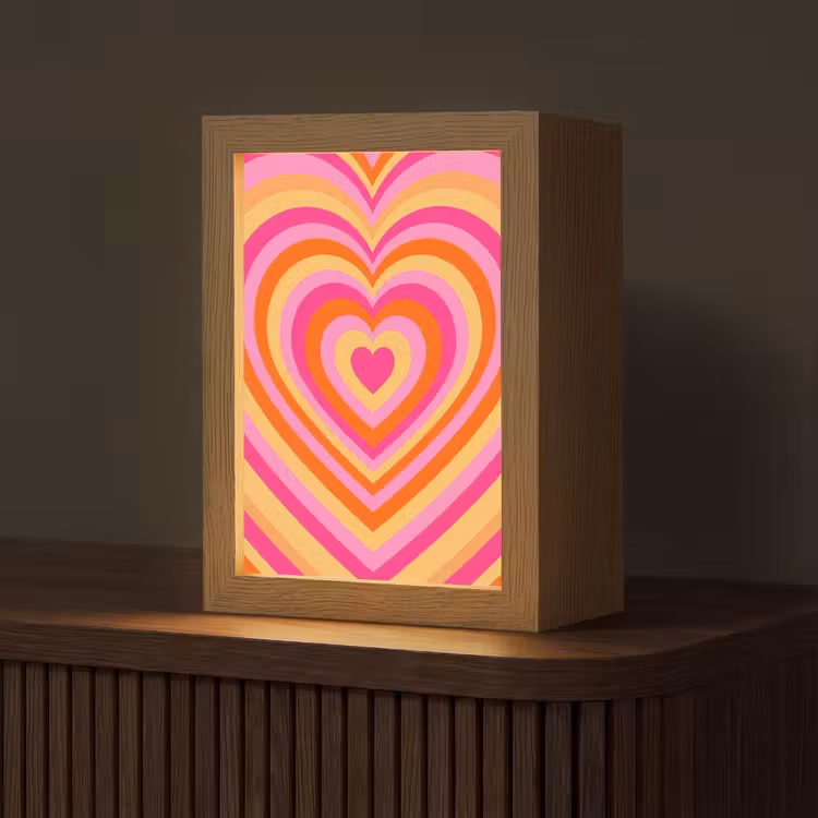Gepersonaliseerde Lightbox - Hart - Concentrisch - Abstract - Liefde - Kleurrijk — 1