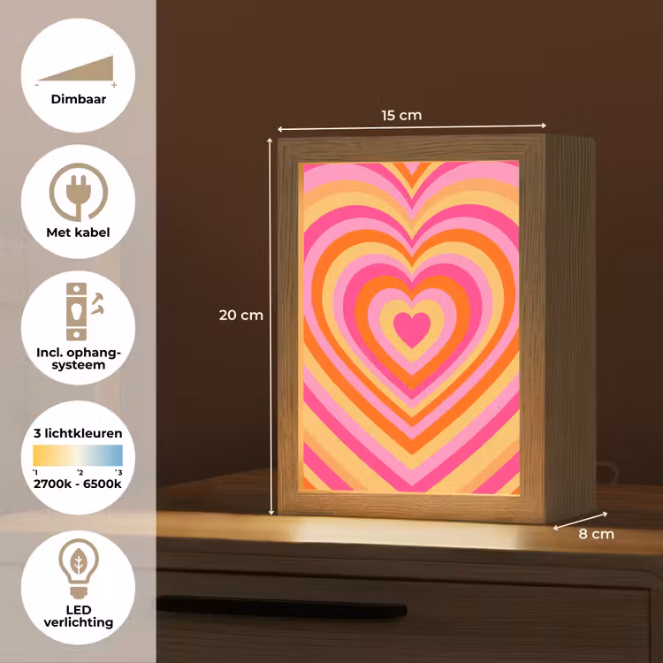 Gepersonaliseerde Lightbox - Hart - Concentrisch - Abstract - Liefde - Kleurrijk — 7