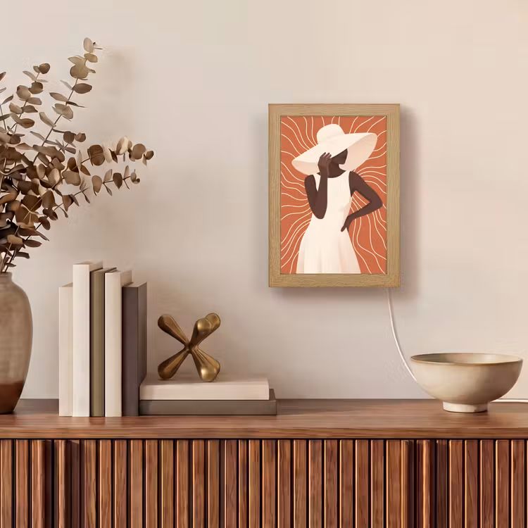 Gepersonaliseerde Lightbox - Vrouw - Hoed - Portret - Modern - Beige — 4