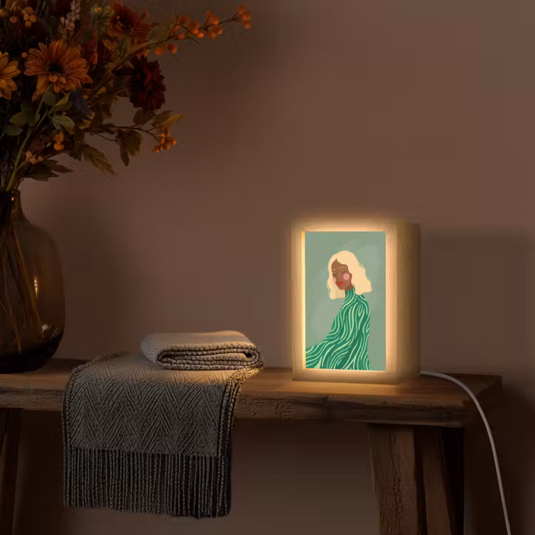 Gepersonaliseerde Lightbox - Vrouw - Portret - Illustratie - Modern - Groen — 3