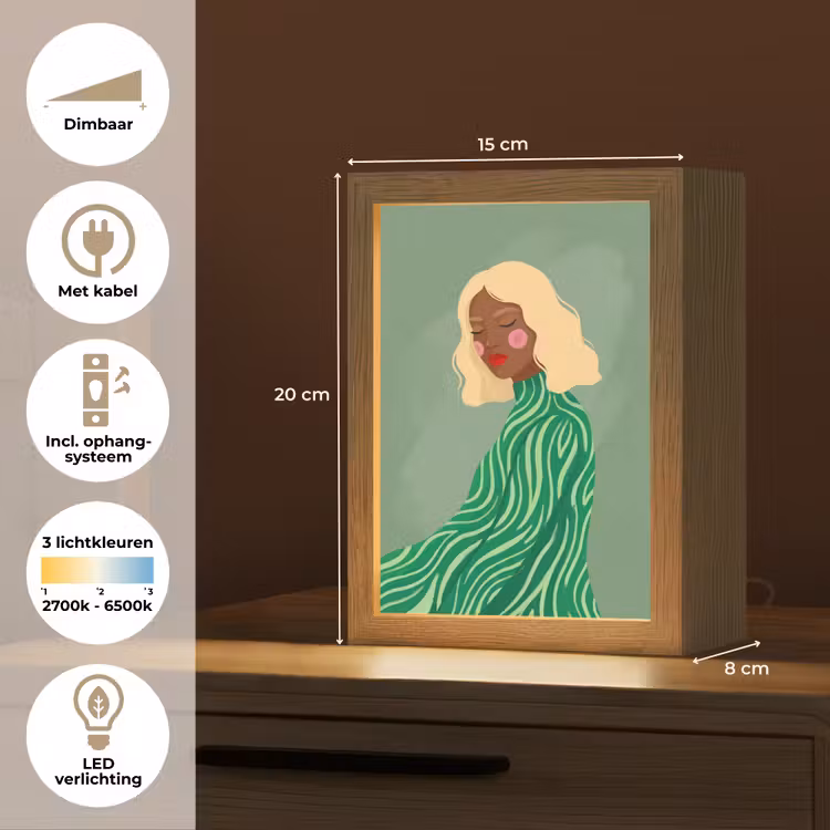 Gepersonaliseerde Lightbox - Vrouw - Portret - Illustratie - Modern - Groen — 7