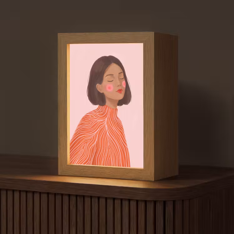 Gepersonaliseerde Lightbox - Vrouw - Portret - Modern - Kunst - Roze — 1