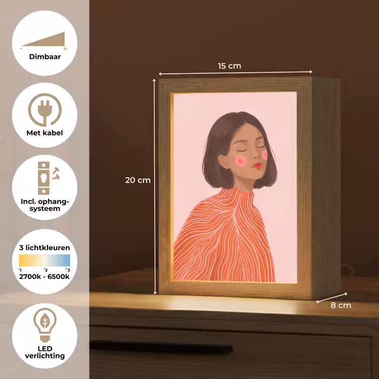 Gepersonaliseerde Lightbox - Vrouw - Portret - Modern - Kunst - Roze — 7