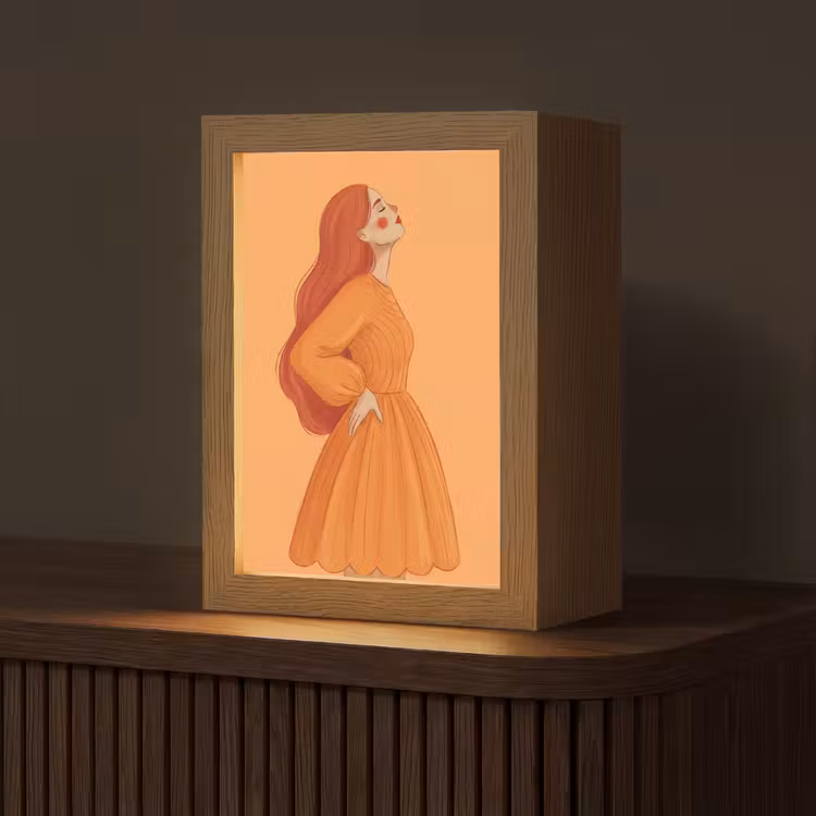 Gepersonaliseerde Lightbox - Vrouw - Profiel - Mensen - Modern - Oranje — 1