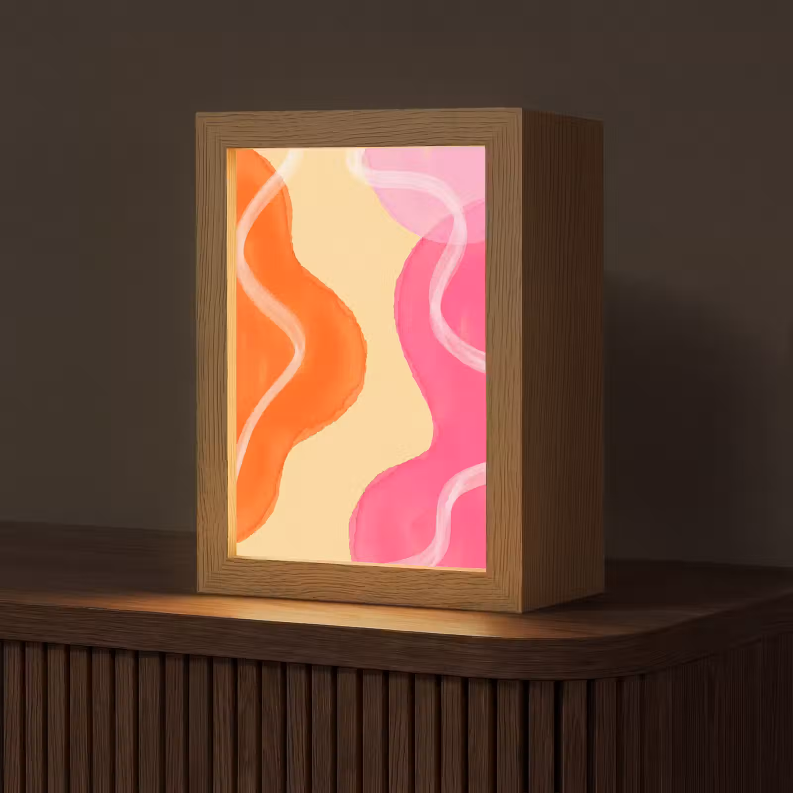 Gepersonaliseerde Lightbox - Abstract - Aquarel - Organisch - Oranje - Roze — 1